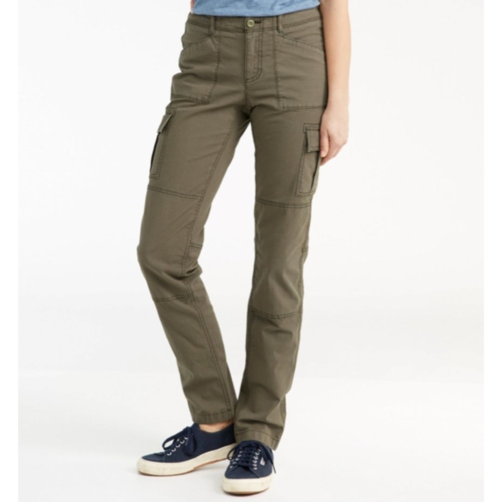 LL Bean Stretch Canvas Green Cargo Pants The Perfect Fit NEW!